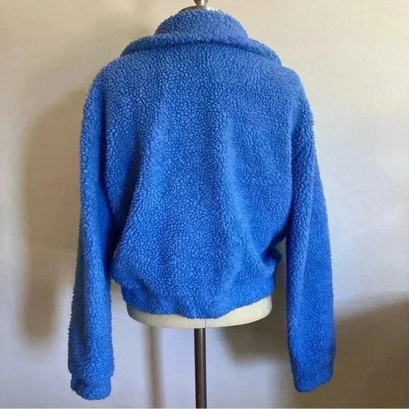 Angel Kiss Blue Sherpa Bomber Zip Up Jacket Size Small - Picture 3 of 7